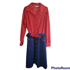Estate Sale Find - Vintage Country Miss Red/Blue Dress Excellent Condition